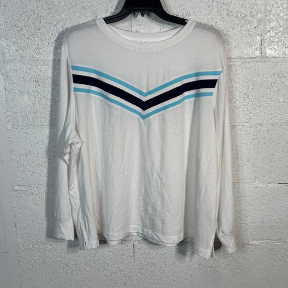 ID Ideology plus size Women's Active Chevron Top, white/blue 4X - Picture 1 of 6
